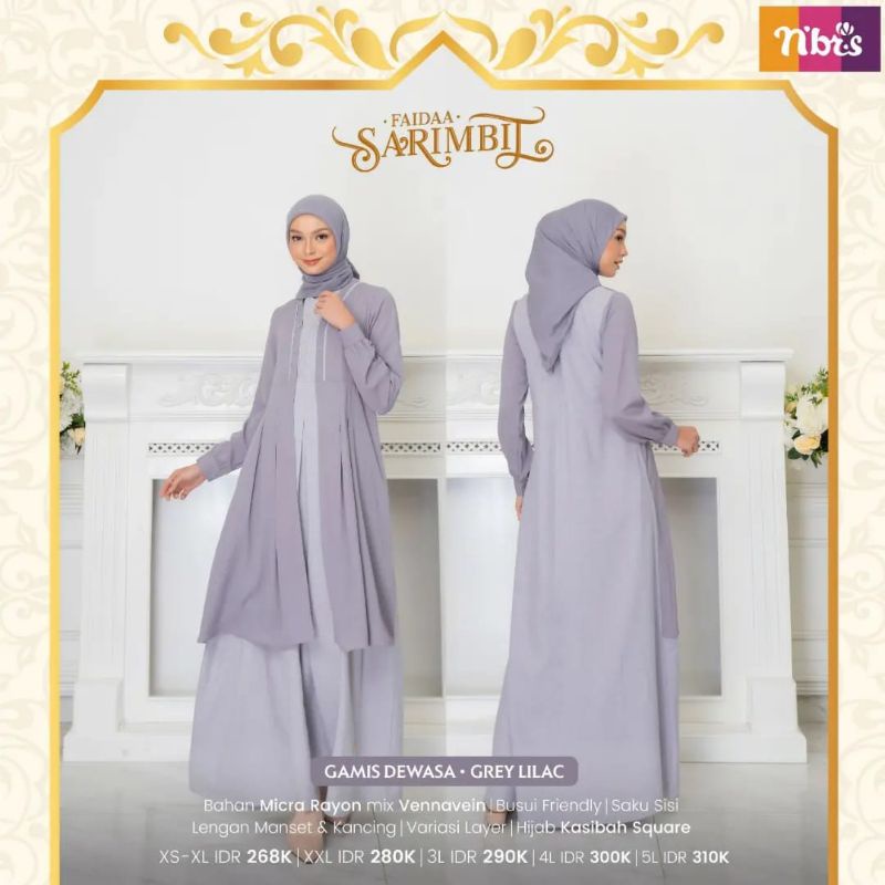 SARIMBIT NIBRAS FAIDAA GREY LILAC COUPLE SET KELUARGA