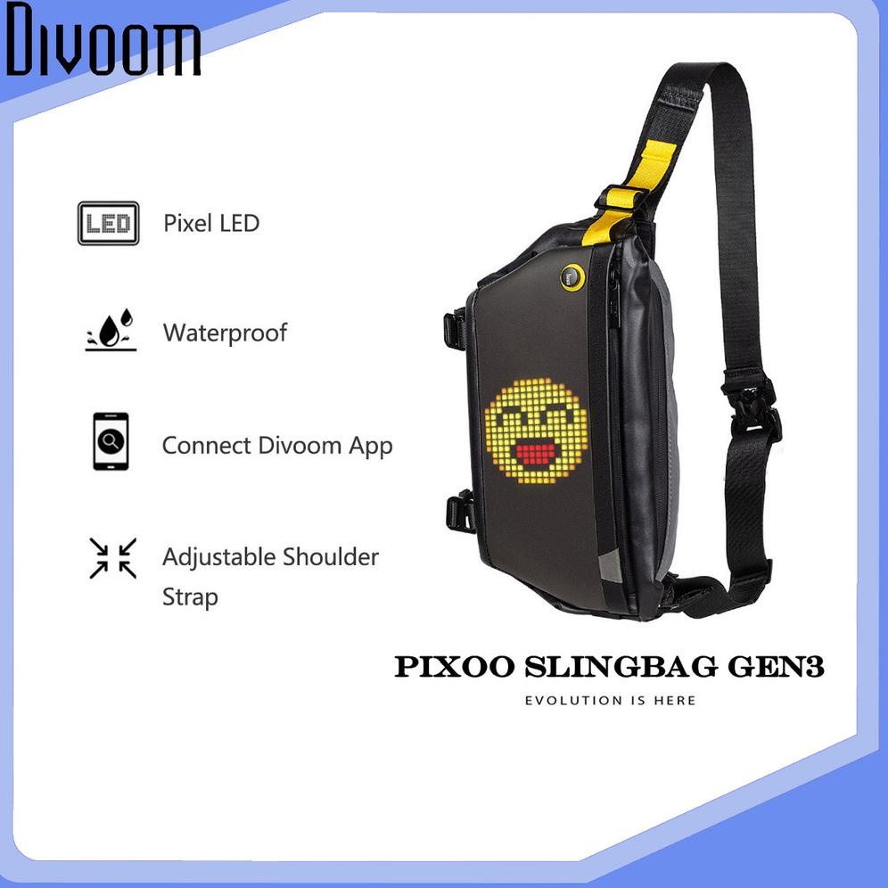TERPERCAYA （Persediaan） Divoom Pixoo slingbag GEN-3 Pixel Art LED Bag Tas Selempang （Garansi resmi 1