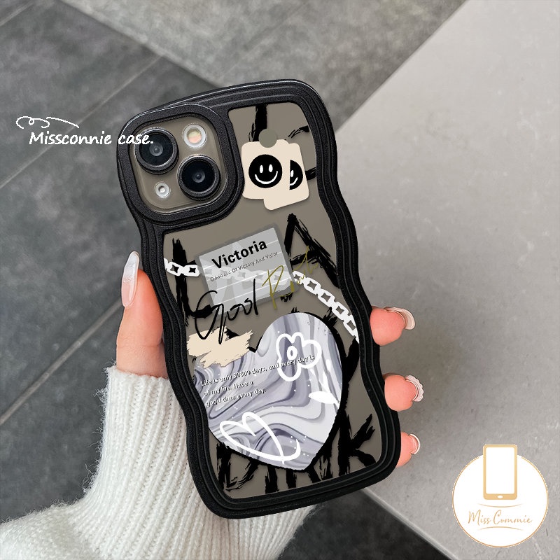 Fashion Comme des Garcons Case Realme C53 10 C55 C35 C12 C11 2021 C3 C15 C21Y 9i 5i C25 C25s C25Y C20 C20A C11 6i 5 5s C1 C2 Ins Graffiti Love Heart Flower Wavy Edge Soft Cover