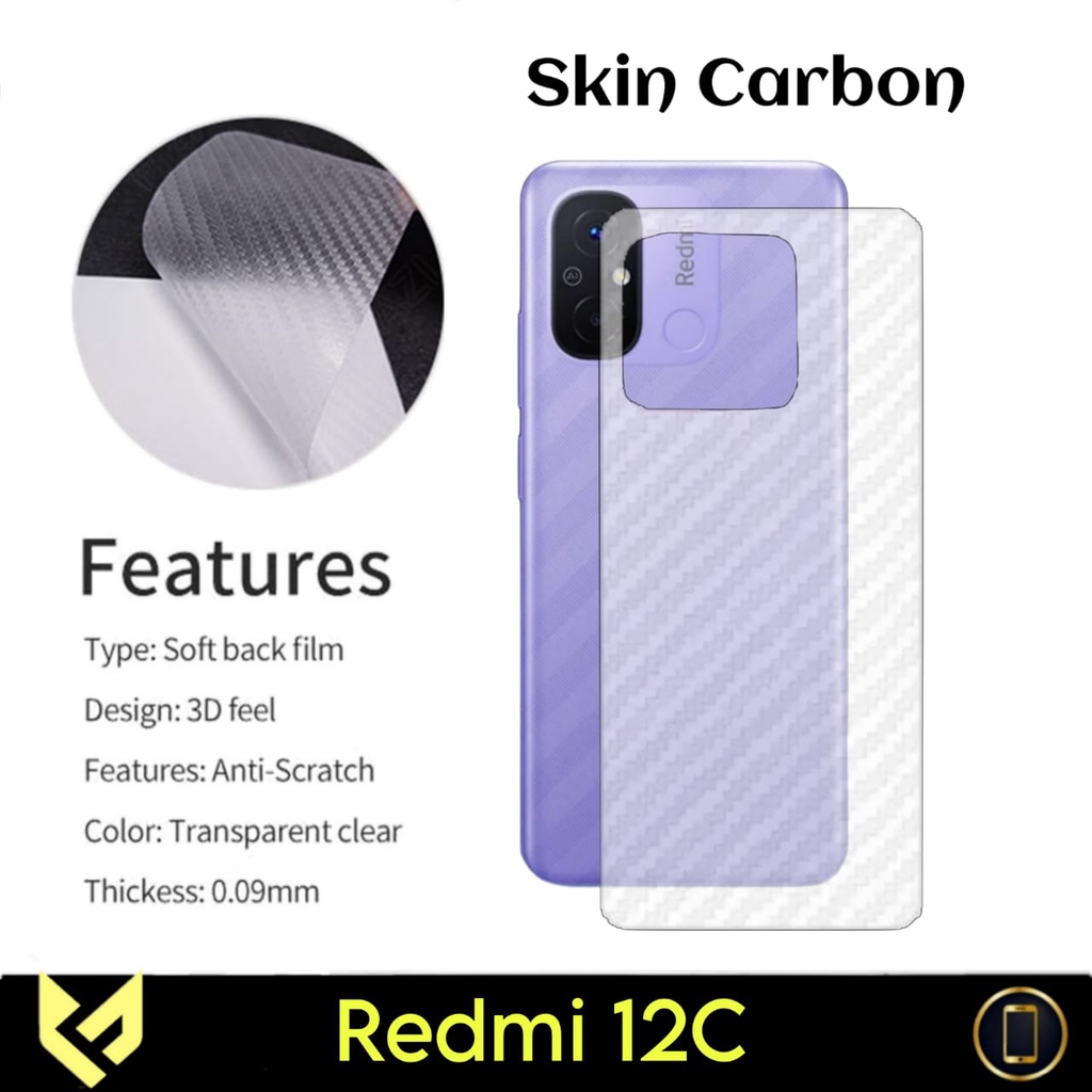 PROMO Garskin Carbon Xiaomi Redmi 12C Redmi 10C Skin Carbon Anti Gores Pelindung Belakang HP