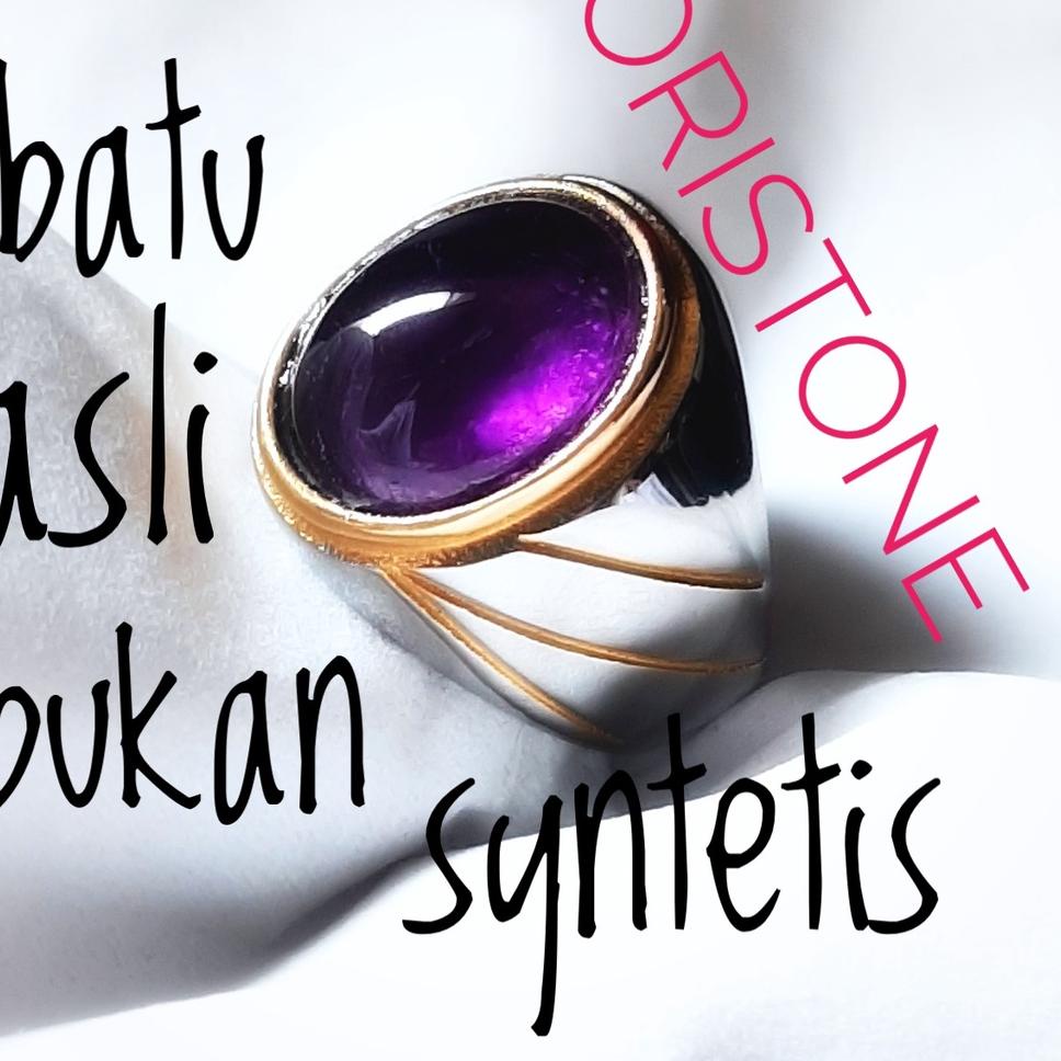 ❆ Batu Cincin Kecubung Asli Ikatan Titanium ♖