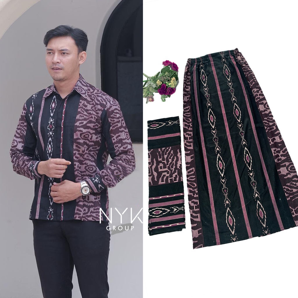 (BISA PILIH MOTIF) Couple Batik Black Series - Rok Span Free Selendang Set Pakaian Couple Cowok Cewek Dewasa M L XL Katun Halus Baju Kondangan Wanita - Sarimbit Batik Lamaran Terbaru