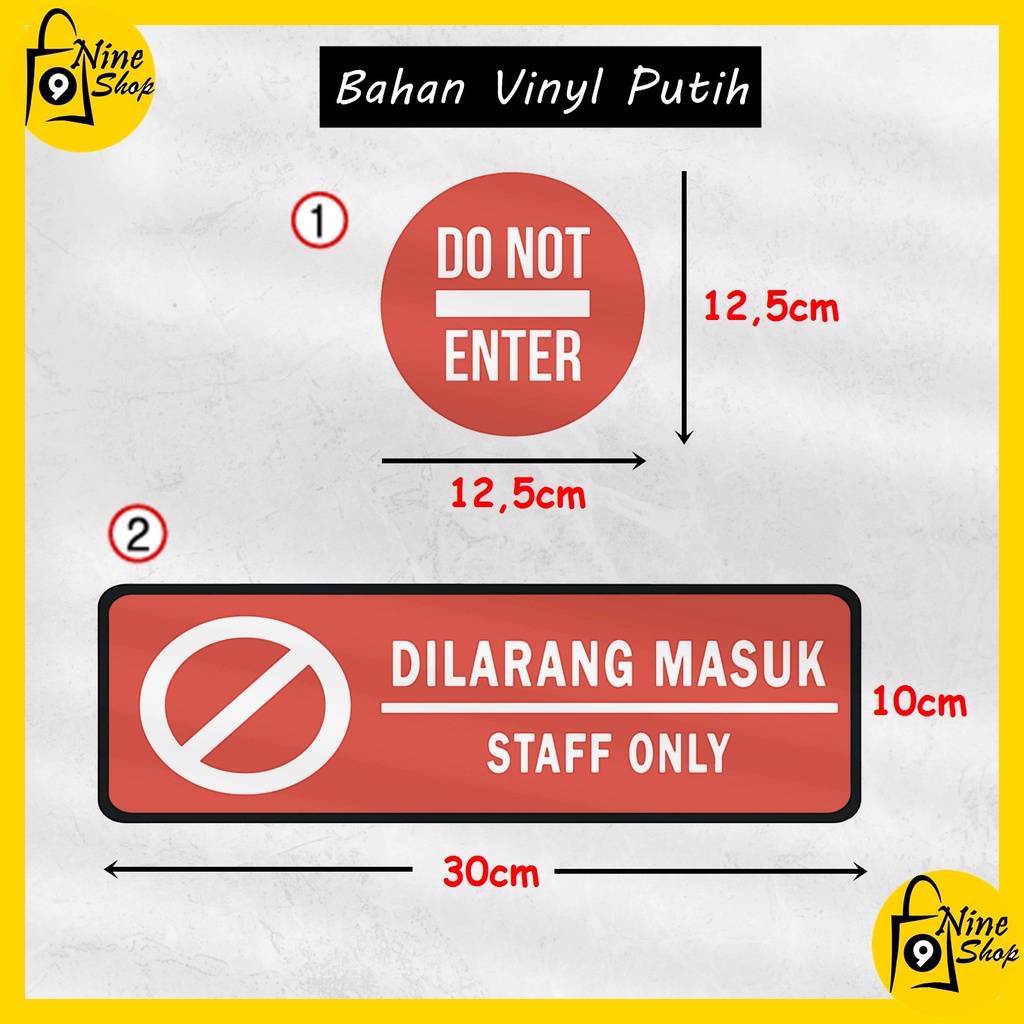 Dilarang Masuk Staff Only Sign Sticker / Stiker Tanda Pintu Kamar Kantor