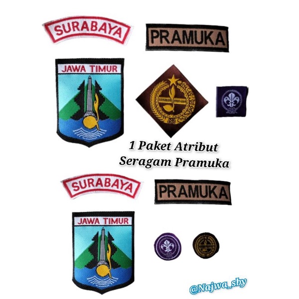 (1Paket isi 4 Bet) BET PROV.JATIM + LOKASI + TUNAS PANDU PRAMUKA ( WOVEN )