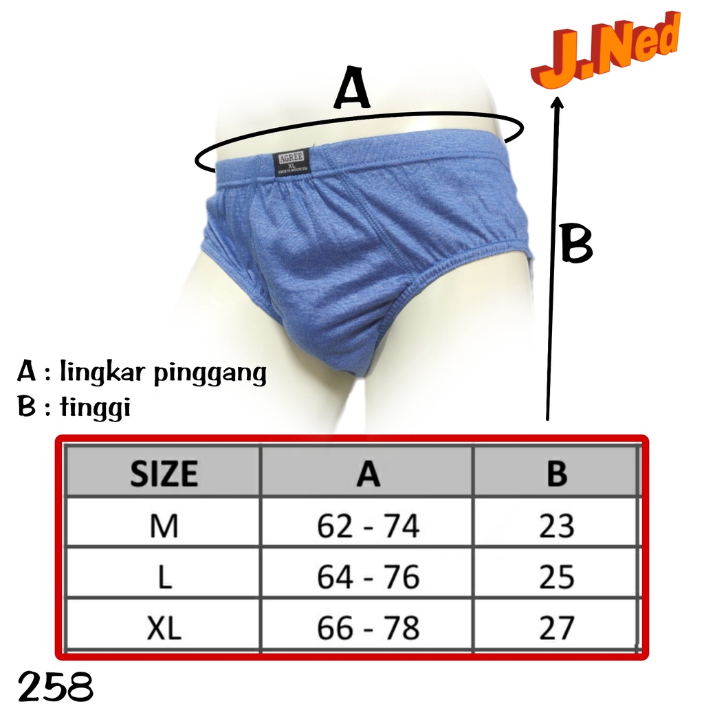 J258T - CELANA DALAM PRIA SEGITIGA AGREE SPORT HARGA 1BOX ISI 3 PCS