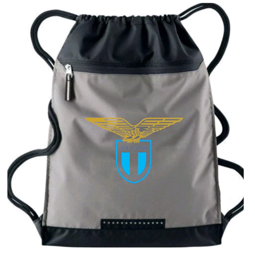 Tas Serut pria stringbag selempang olahraga Logo Lazio | Liga Italia | tas travel serut Waterproof resleting