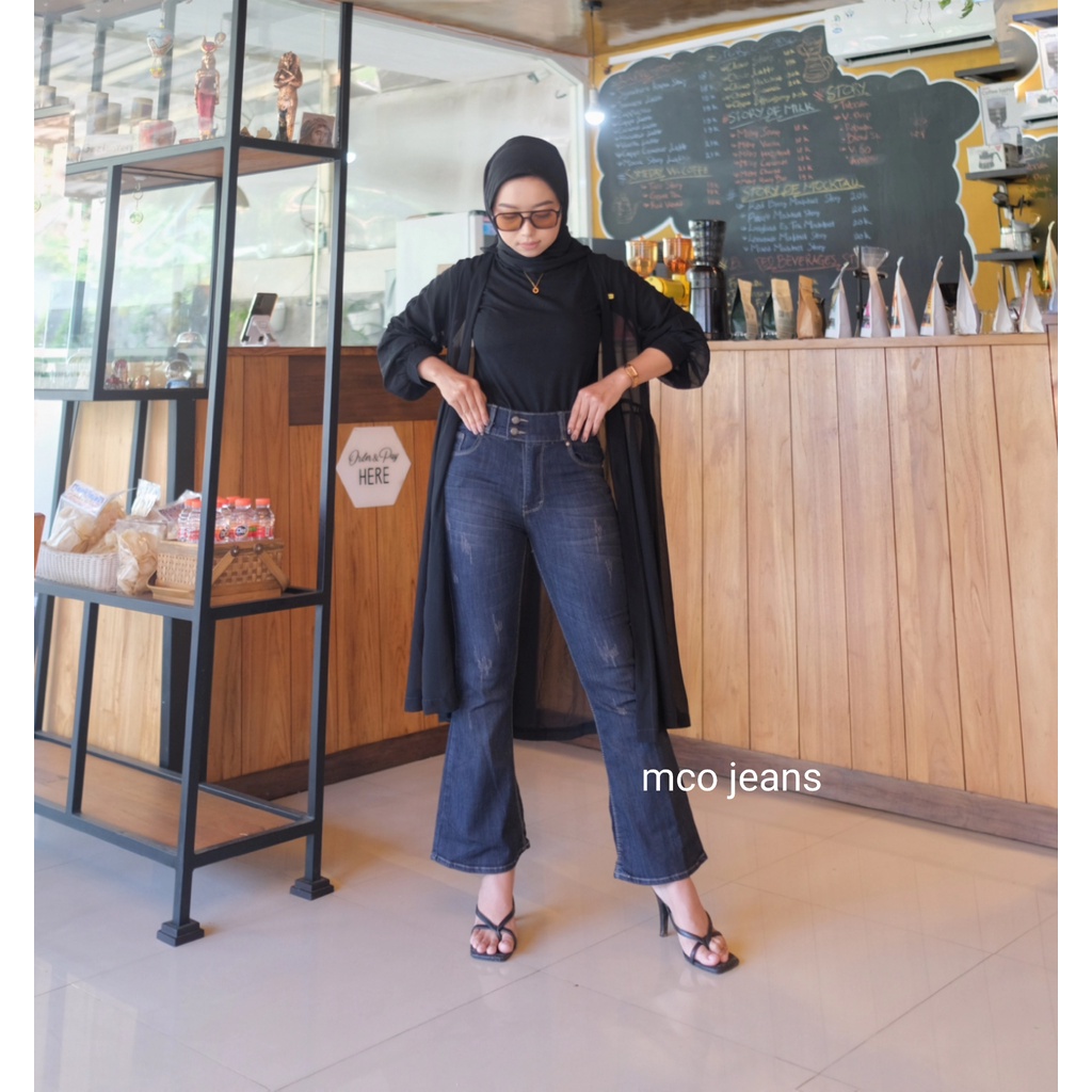 OOTD SZ 27-34 Celana Jeans Wanita - Reyna Cutbray Jeans Panjang Kancing 2