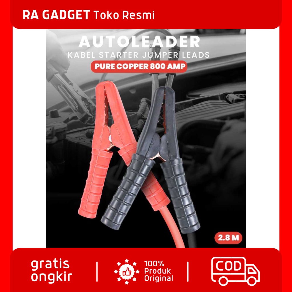 Kabel Starter Jumper Leads Pure Copper 800 AMP 2.8 m / Kabel Jumper Jamper Aki Accu Motor Beat Carbu