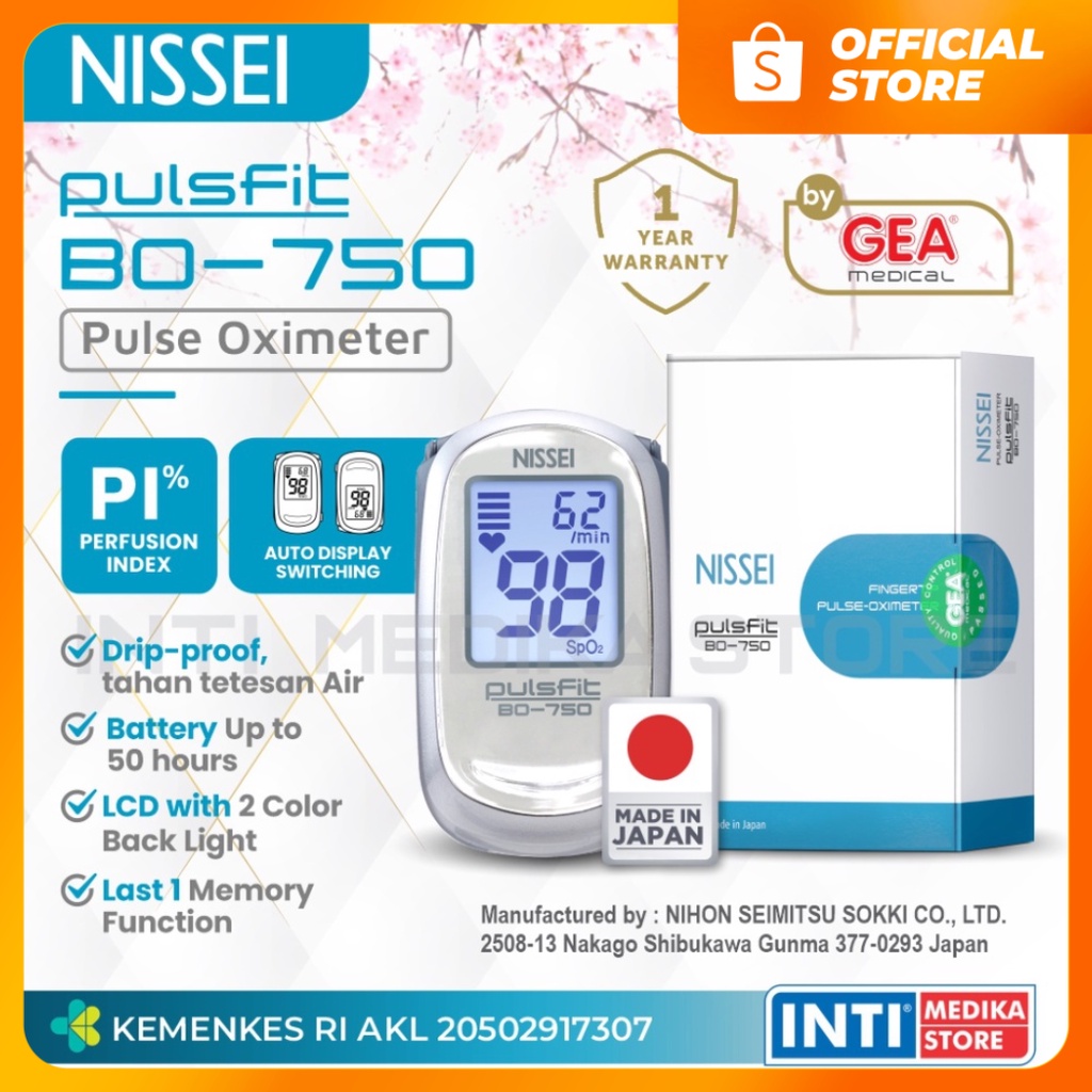NISSEI - Pulse Oxymeter Pulsfit BO750 | Alat Ukur Saturasi Oksigen