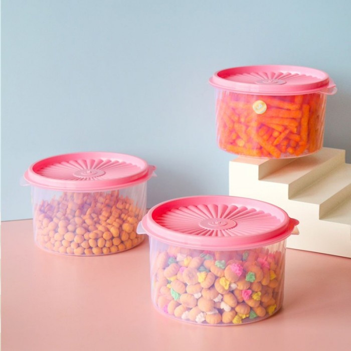Toples Plastik Sealware Kedap Udara PREMIUM 1300ml 1400ml 5L S M L Tempat Kerupuk Rempeyek Rengginang Toples Aesthetic Serbaguna Pastel Pink Tosca Blue Jerry Plastika