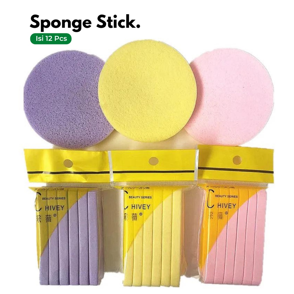 1 LUSIN 12 BIJI - SPONGE FACIAL STICK / SPONS KENTANG FACIAL / SPONS FACIAL PEMBERSIH MUKA