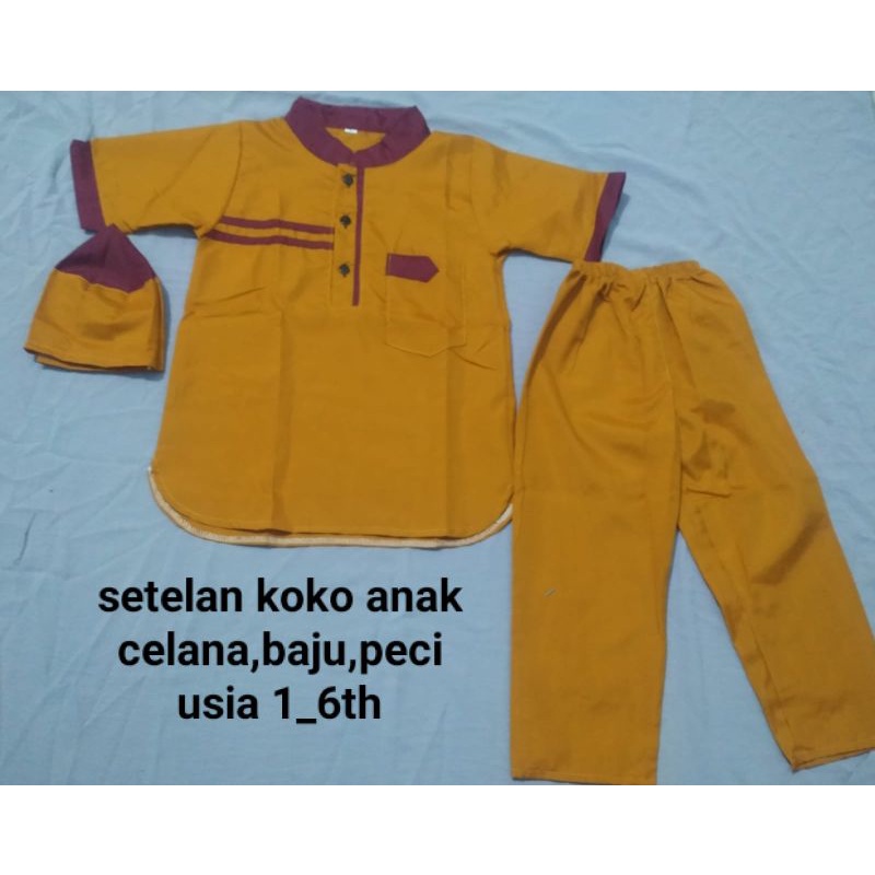 setelan baju koko anak usia 1-6 th. (celana baju peci)