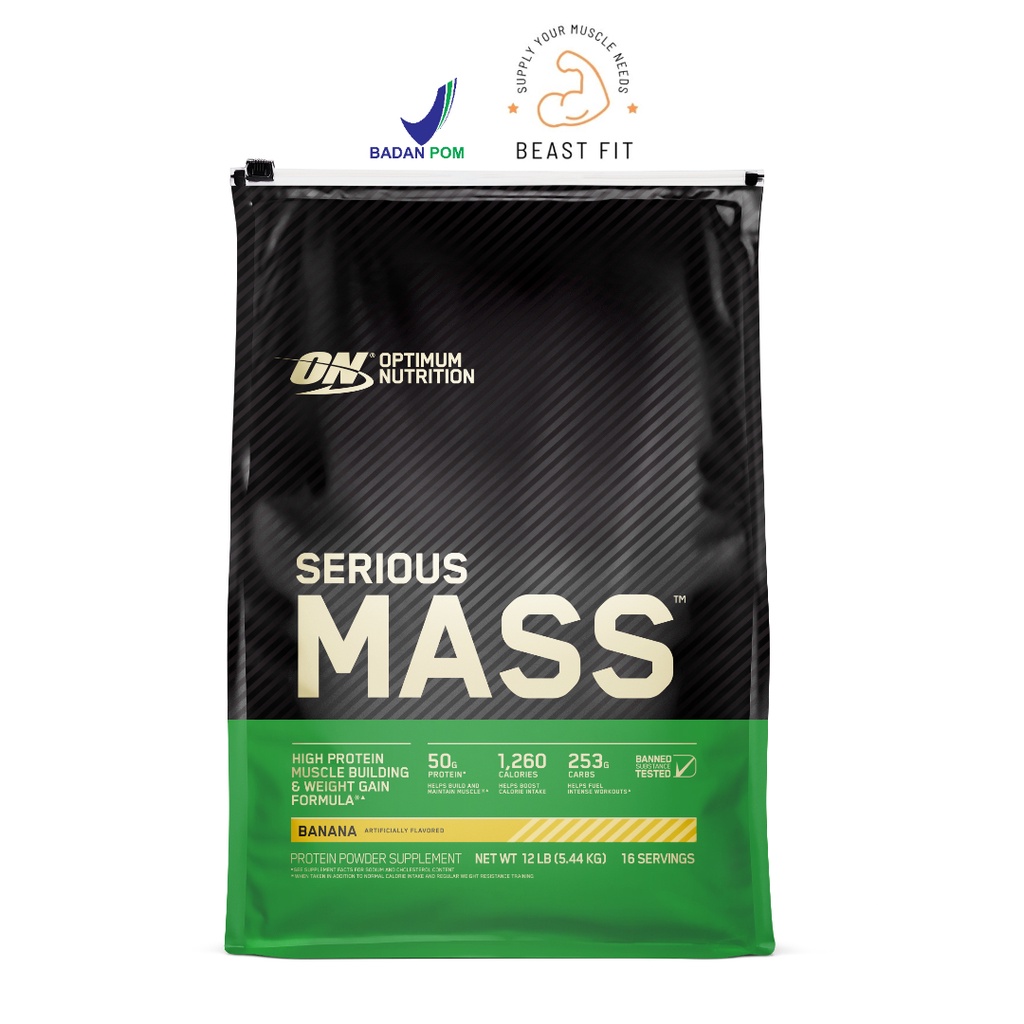 Optimum Nutrition Serious Mass 12 lbs / 16 Serv - Banana