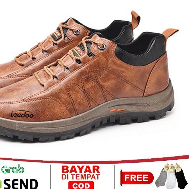 ➶ Leedoo Sepatu Casual Pria Kulit Fahsion Tali Pria Formal MC405 ➭