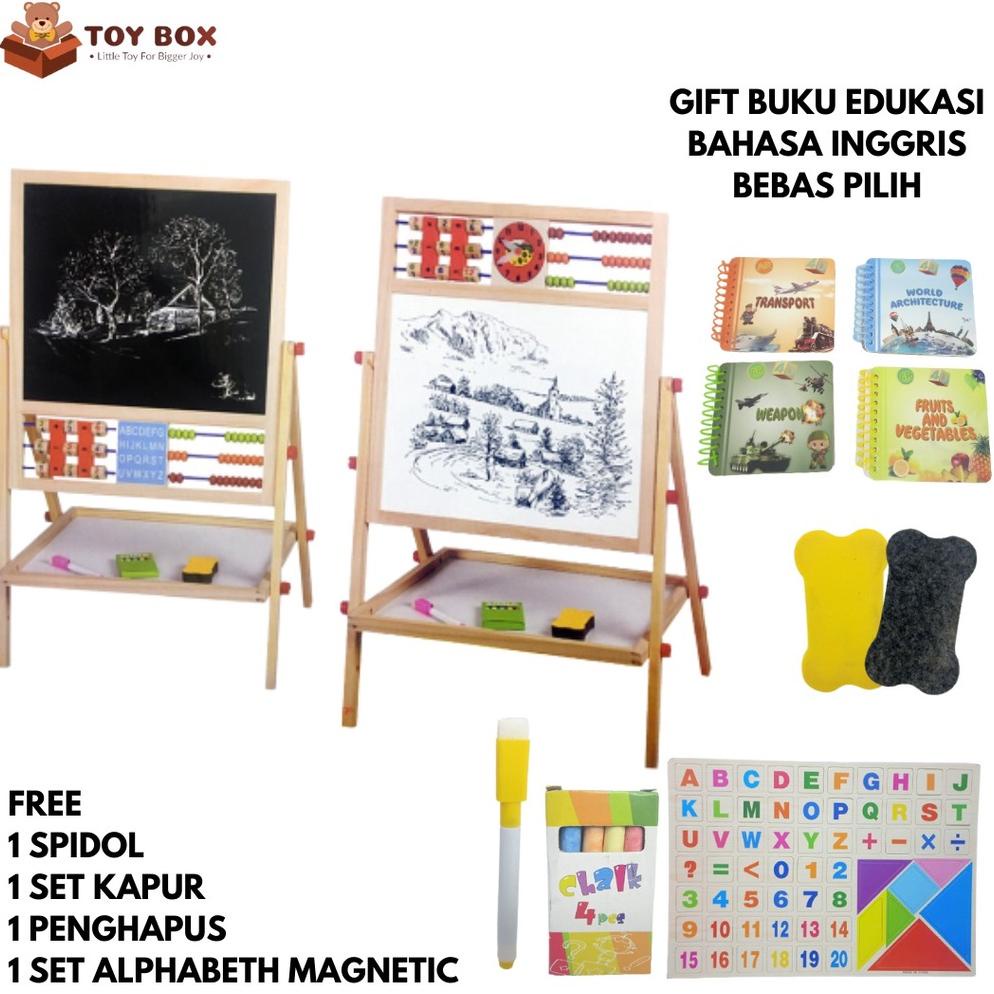 

Papan Tulis Anak 2 Sisi Blackboard + Whiteboard - Ukuran Reguler - Papan Tulis Berdiri - Papan Tulis Magnetic - Free Magnetic Abcd Alphabet - Papan Tulis 2 In 1 - Education Board - Mainan Edukasi Keranjangnya.Milea