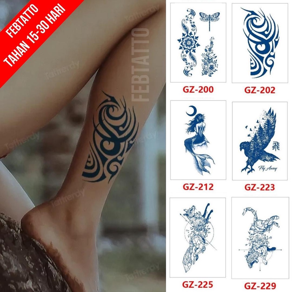 Tato Temporer Ukuran 18cm x 11cm Motif GZ 202 Tribal Tato Lengan Tato Dada Tato Tangan Tato Kaki Tat