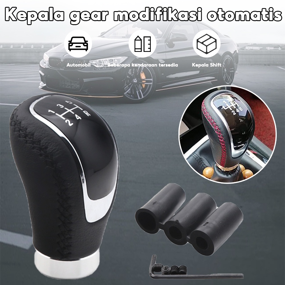 Shifter Mobil 5 Hitam Kecepatan Manual Knob Tuas Gigi (5 Speed) Kulit Jahitan
