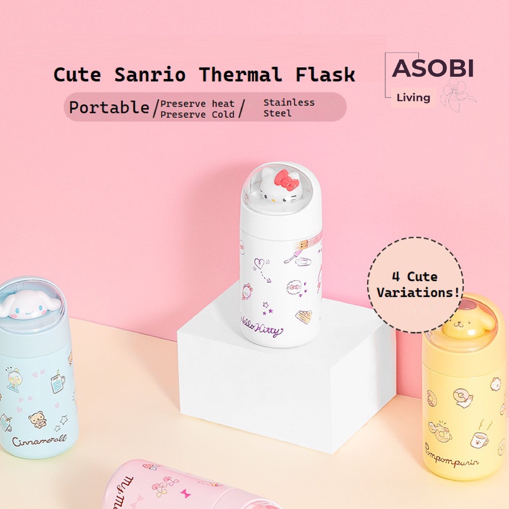 TERMOS VACUUM FLASK ORIGINAL SANRIO MINISO BOTOL MINUM LUCU HELLO KITTY/MELODY/POMPOMPURIN/CINNAMORO