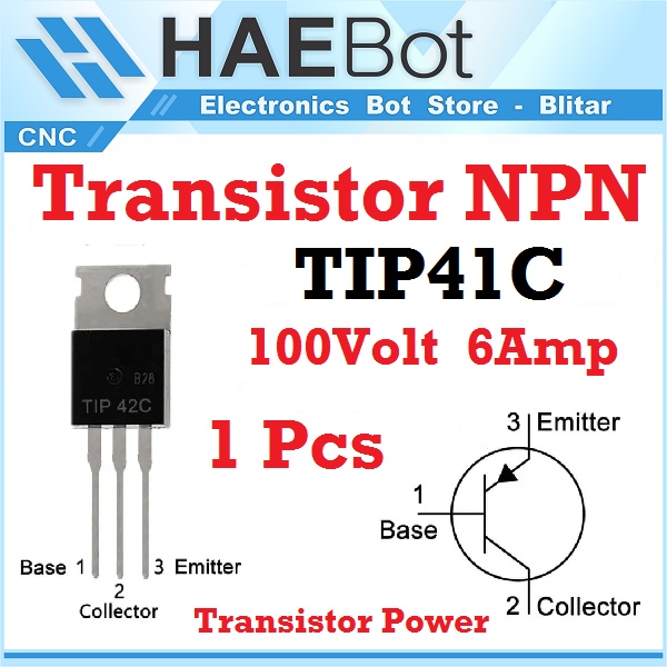 [HAEBOT] Transistor Power TIP41 TIP41C NPN 100V 6A 65W TO-220 Arduino Motor Saklar Medium Driver DC Dinamo