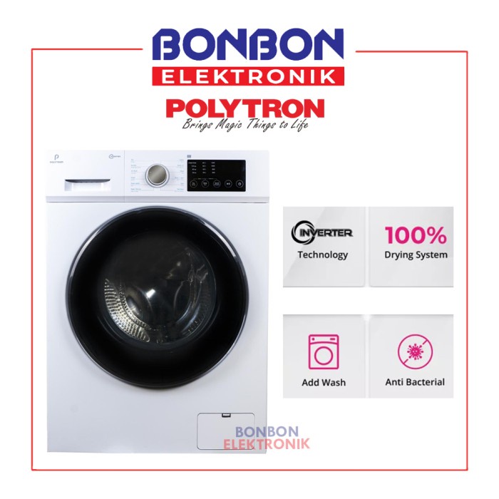 Polytron Mesin Cuci Front Loading 8KG PFL 8105 Inverter Wonder Wash