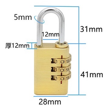 Gembok Koper Padlock 3 Digit Combination Solid Brass Stainless Steel