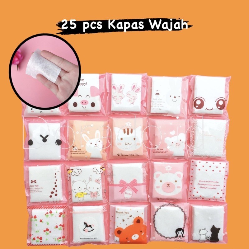 MMM Kapas Toner Isi 25Pcs Karakter Kartun Kapas Wajah Tipis Pembersih Make Up Kemasan Cotton Pads Travel Size 25 Lembar