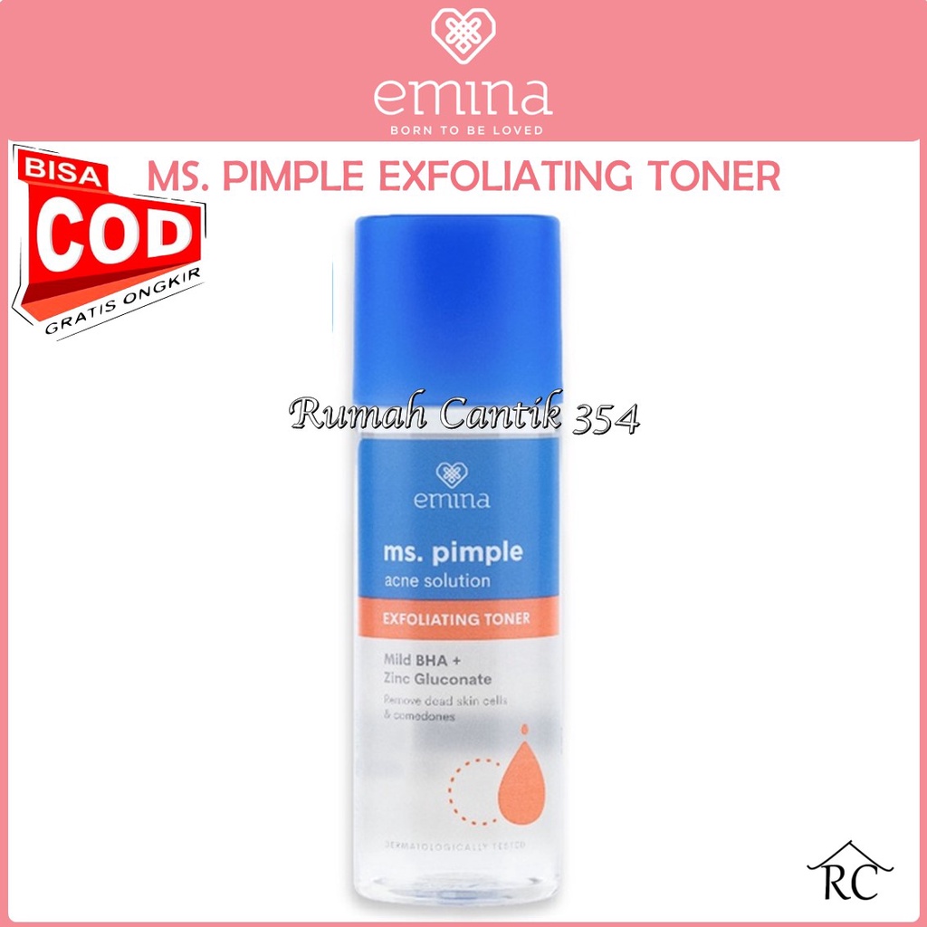 Emina Ms. Pimple Acne Solution Exfoliating Toner 100 mL - Angkat Sel Kulit Mati dan Komedo, Atasi Jerawat dalam 7 Hari!
