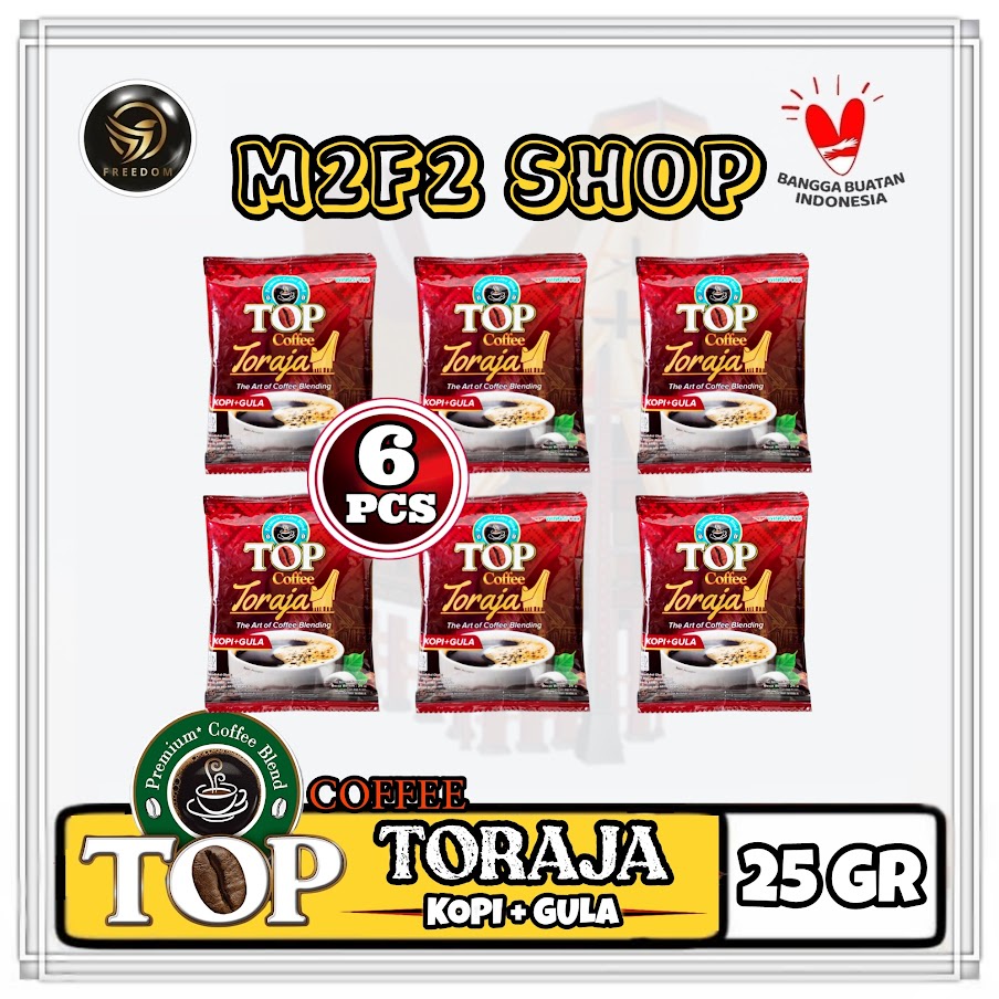 

TOP Premium Coffee Blend Toraja | Kopi Hitam + Gula Serbuk Sachet - 25 gr (Kemasan 6 Pcs)