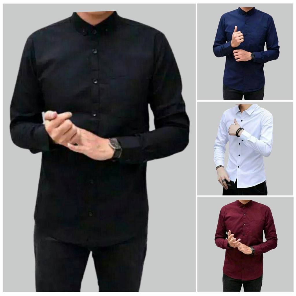 Kemeja polos pria lengan pendek dan panjang size m l.xl