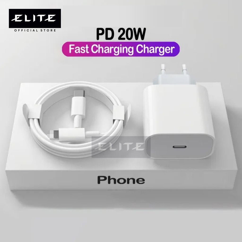 ELITE Charger 20W Power Adapter USB-C to 8pin Cable / Fast Charger 20W 11 12 Pro Max