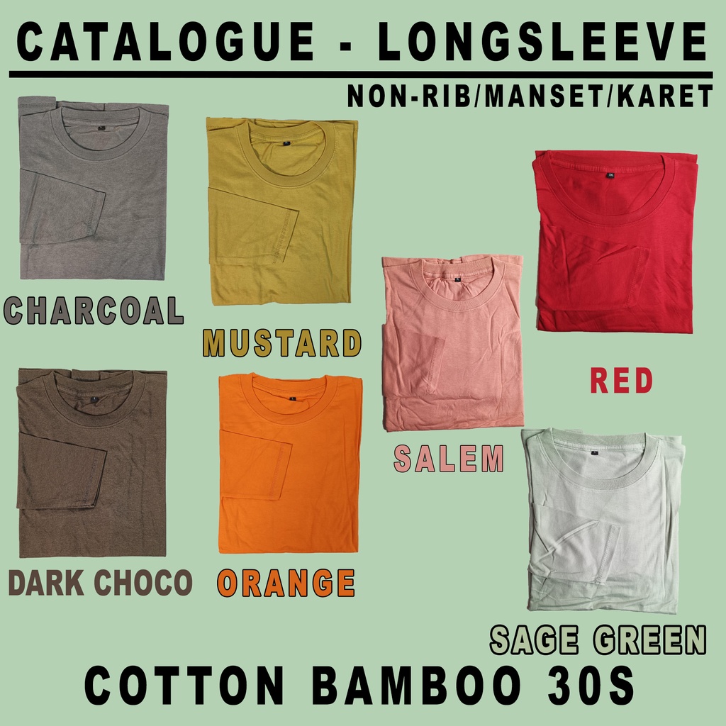 BUBI KAOS POLOS PANJANG COTTON BAMBOO | S-XL | KATUN BAMBU 30S