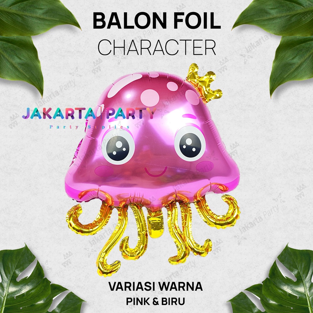 Foil Ubur-ubur pink / Balon Foil Karakter Jumbo / Foil Hewan Laut