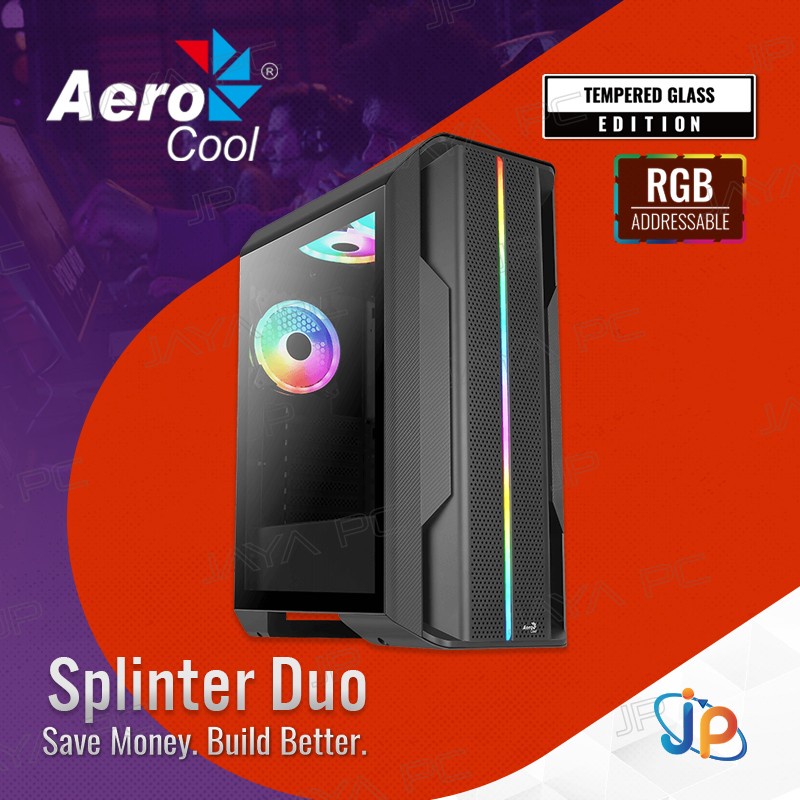 Aerocool Gaming CPU Case Splinter Duo V1 ARGB - Tempered Glass Chassis