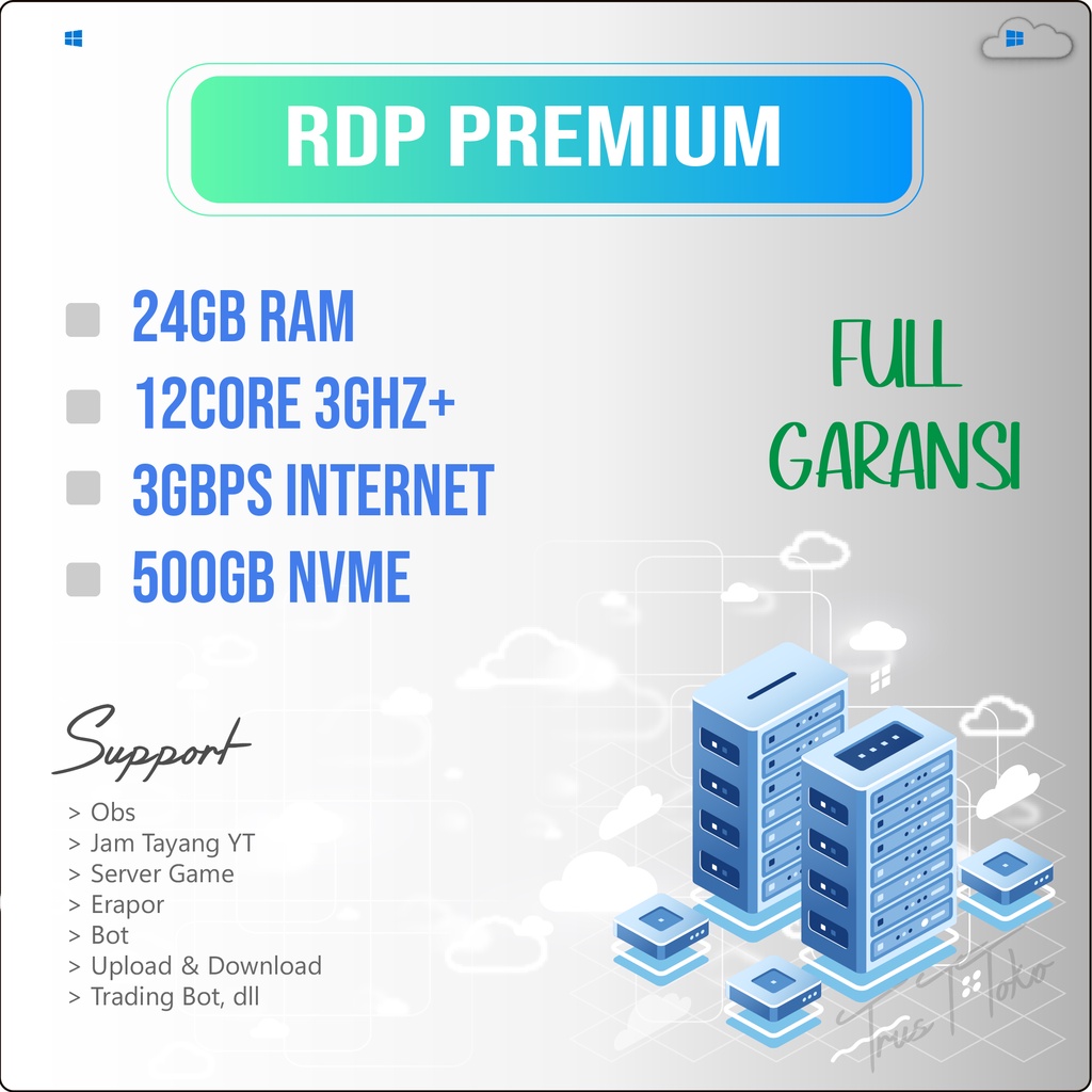 RDP 12Core 3GHz+ High Frequency Full Garansi