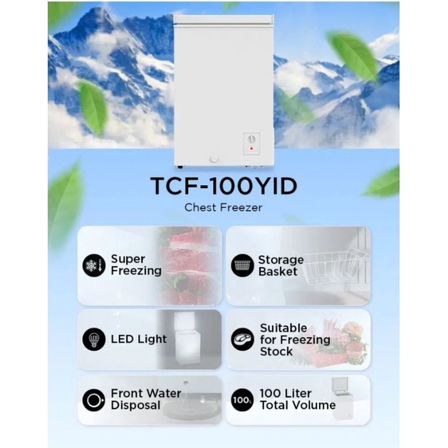 (Khusus Wilayah Palembang) Chest Freezer/Box Freezer 100Liter TCL TCF-100YID Box Freezer 100Liter Palembang