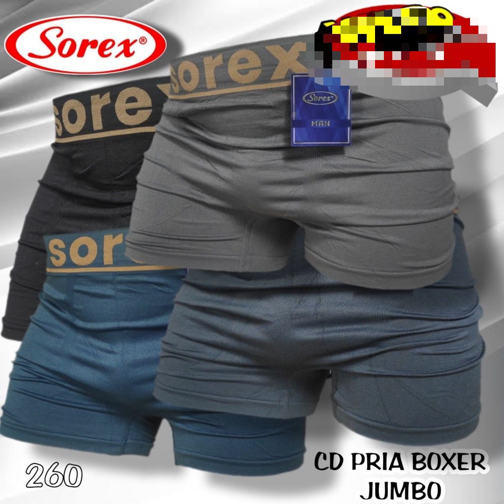 JUMBOO !! HARGA 1PCS  BOXER COWOK LAKI 3809 SOREX - BOXER SOREX COWOK LAKI - Sorex boxer LK M 3809 jumbo size setara 4L-5L seamless CELANA DALAM PRIA BOXER JUMBO BOXER SEAMLESS SOREX BB 75 - 100