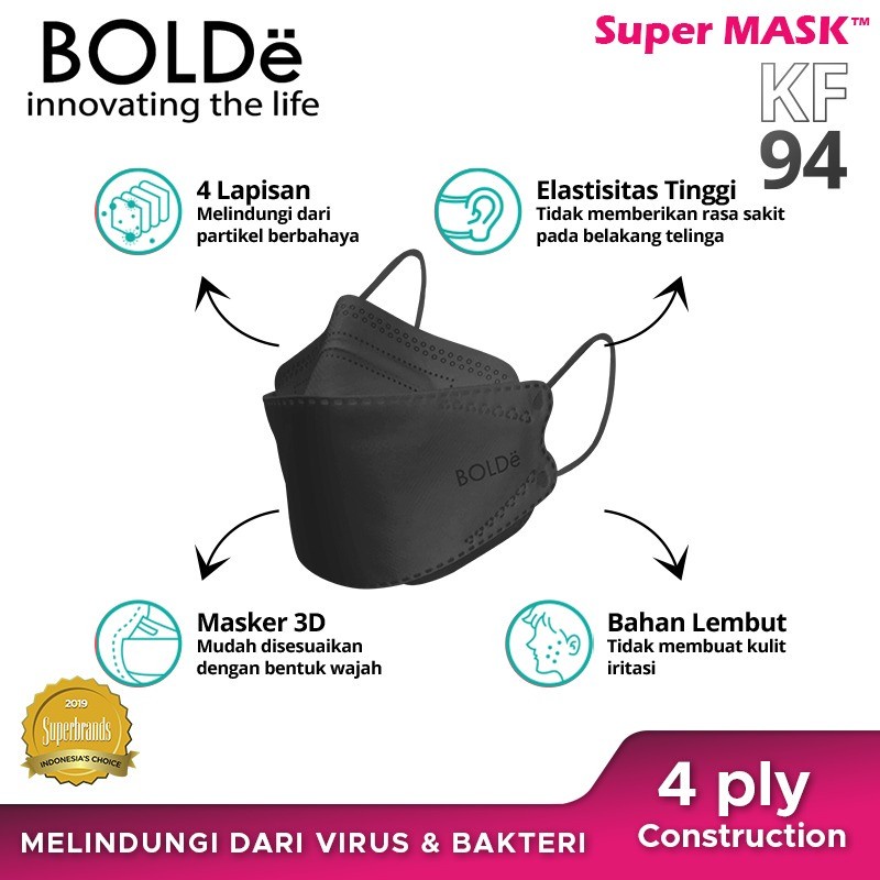 BOLDe Super Mask KF94 - Masker Medis KF94 isi 10 Pcs