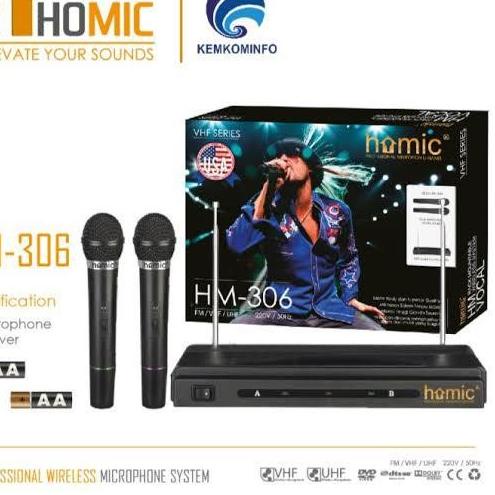 ❋ COD Mic Microphone HOMIC Double Wireless HM-306 HM-306 VHF Series//MIC KARAOKE//MIC WIRELESS HOMIC