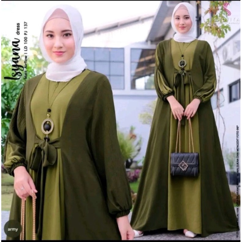 hairacollection|bayarditempat|isyana dress|gamis isyana|pakaian wanita gamis|gamis dress kondangan|g