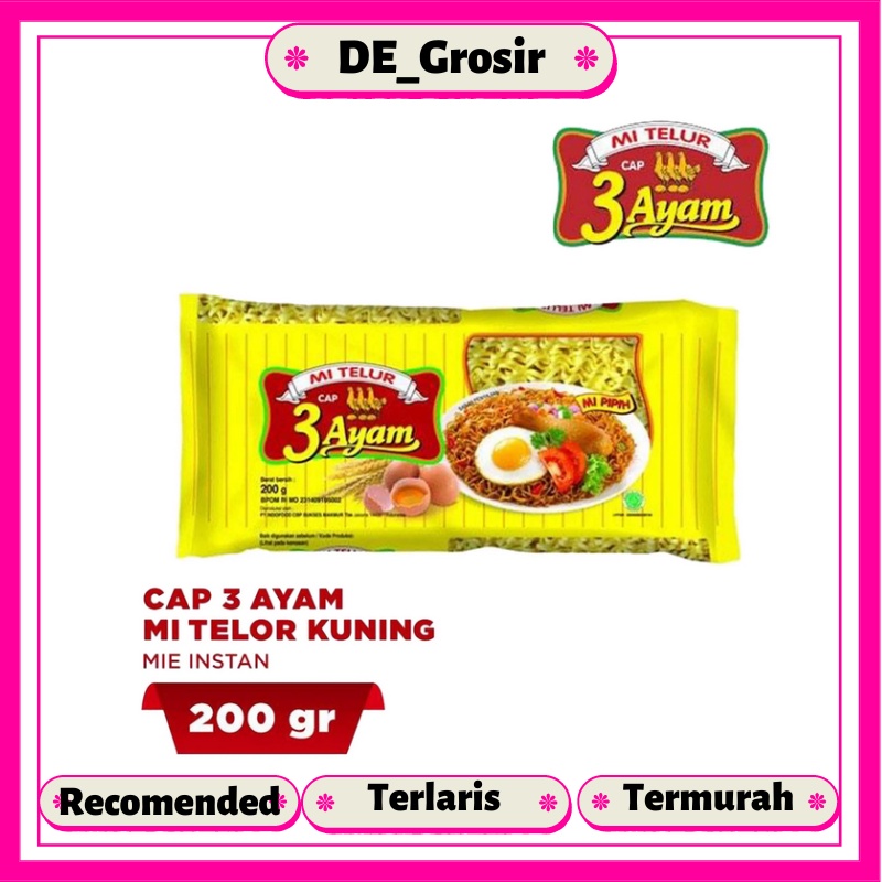 

Cap 3 Ayam Mie Telor Kuning 200 gr Satuan