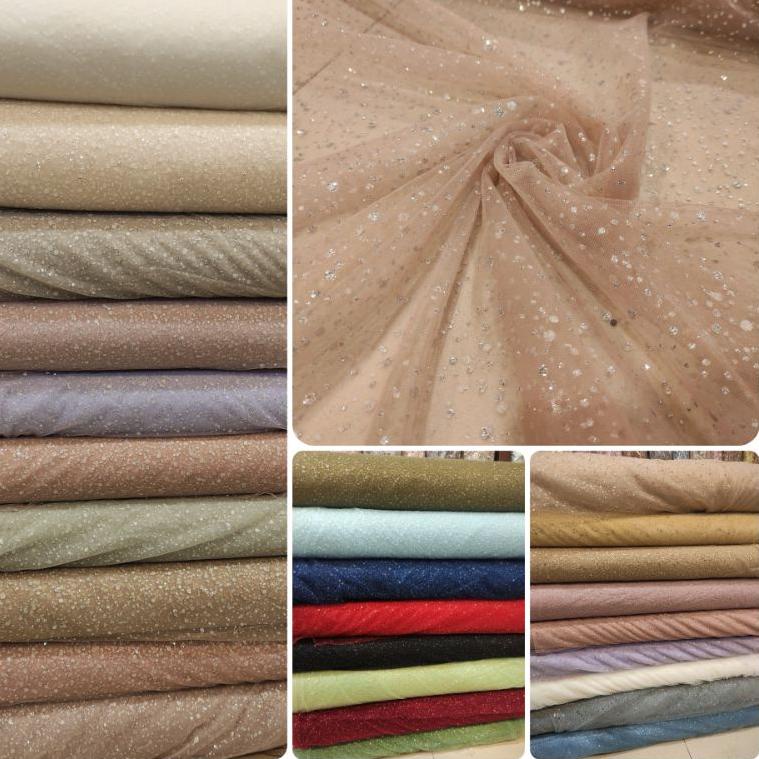 STOK TERBARU Kain Tile Tulle Crush Snow Glitter Zuhair Sparkle Sugar Candy