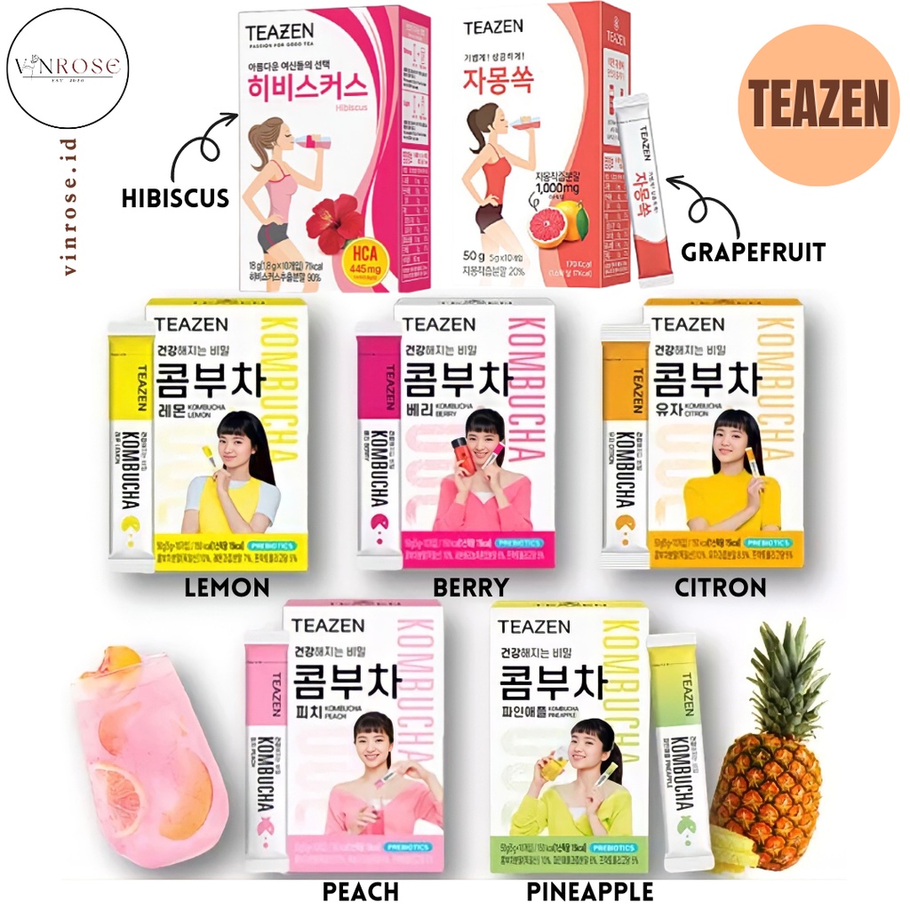 

[10 Sachet] Teazen Kombucha Tea Lemon/ Citron/ Berry Detox Diet Drink Korea (15 kcal)/ Detox Drink/ Teh Diet