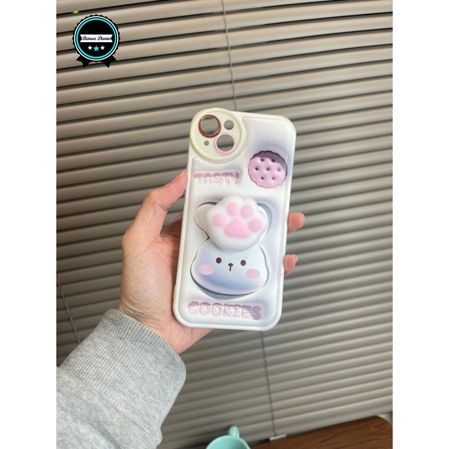 BS02 SOFTCASE MOTIF AKSEN 3D COOKIES RABBIT POP STAND SQUISHI FOR INFINIX SMART HD 4 5 6 6 PLUS NOTE