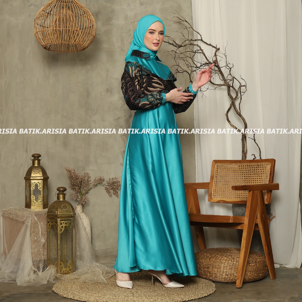 [ FREE HIJAB ] Batik couple keluarga modern terbaru set couple batik keluarga gamis jumbo velvet tosca termurah di shopee / Baju batik keluarga terbaru 2021 modern / Batik couple keluarga ARISIA couple batik couple / Set keluarga ayah ibu dan anak terbaru