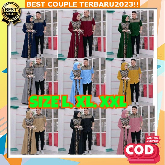 Gamis Couple Pasangan Terbaru 2023 Remaja Kekinian Suami Istri Bahan Adem Pakaian Muslim Kapelan Ram