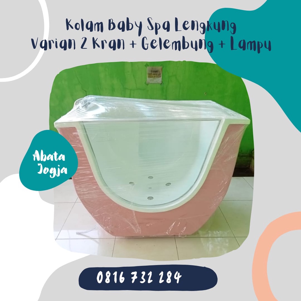 Kolam Baby Spa Lengkung Lengkap 1 kran panas dingin Kaca Tempered 2 unit