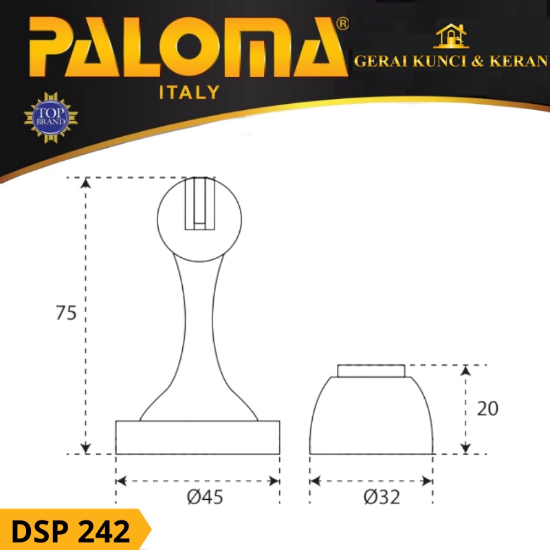 DOOR STOPPER PALOMA DSP 242 PENAHAN PINTU  MAGNET STAINLESS EXCLUSIVE