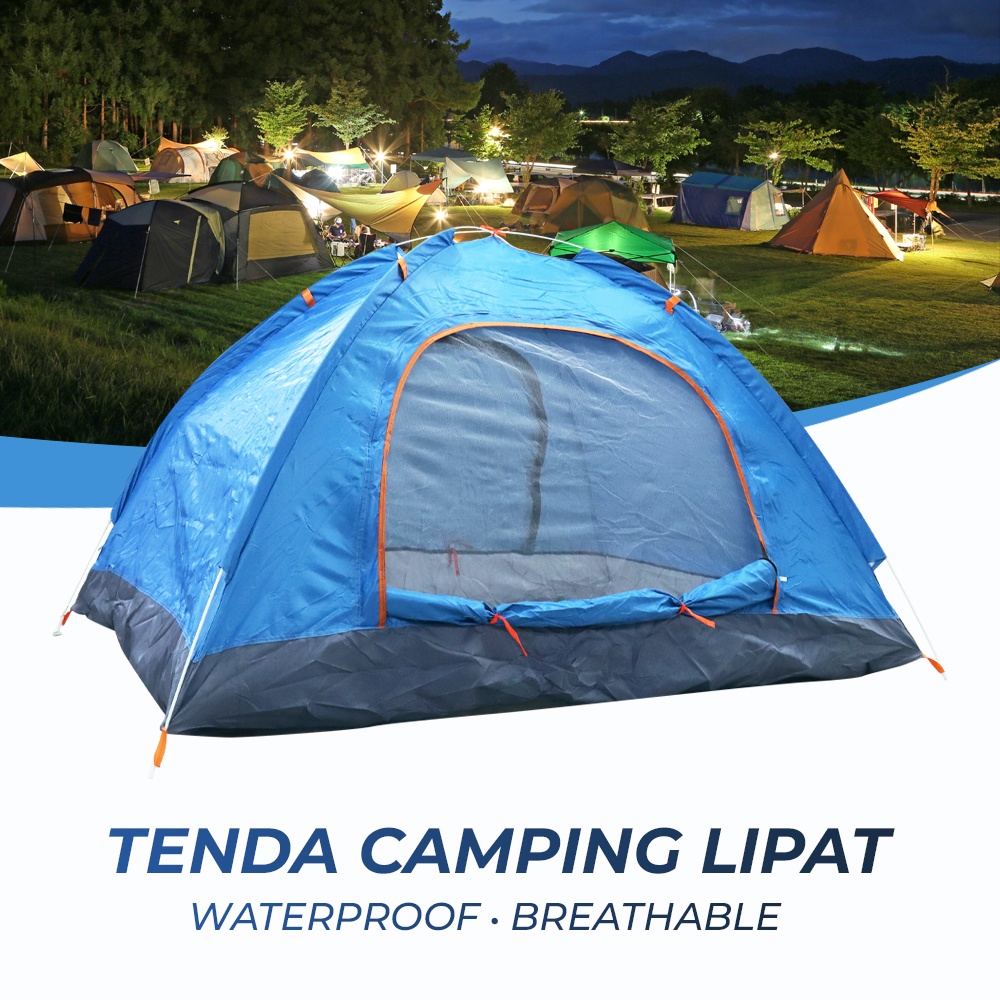 Tenda Camping Lipat Otomatis Quick Open Waterproof Breathable - KH001 - Blue