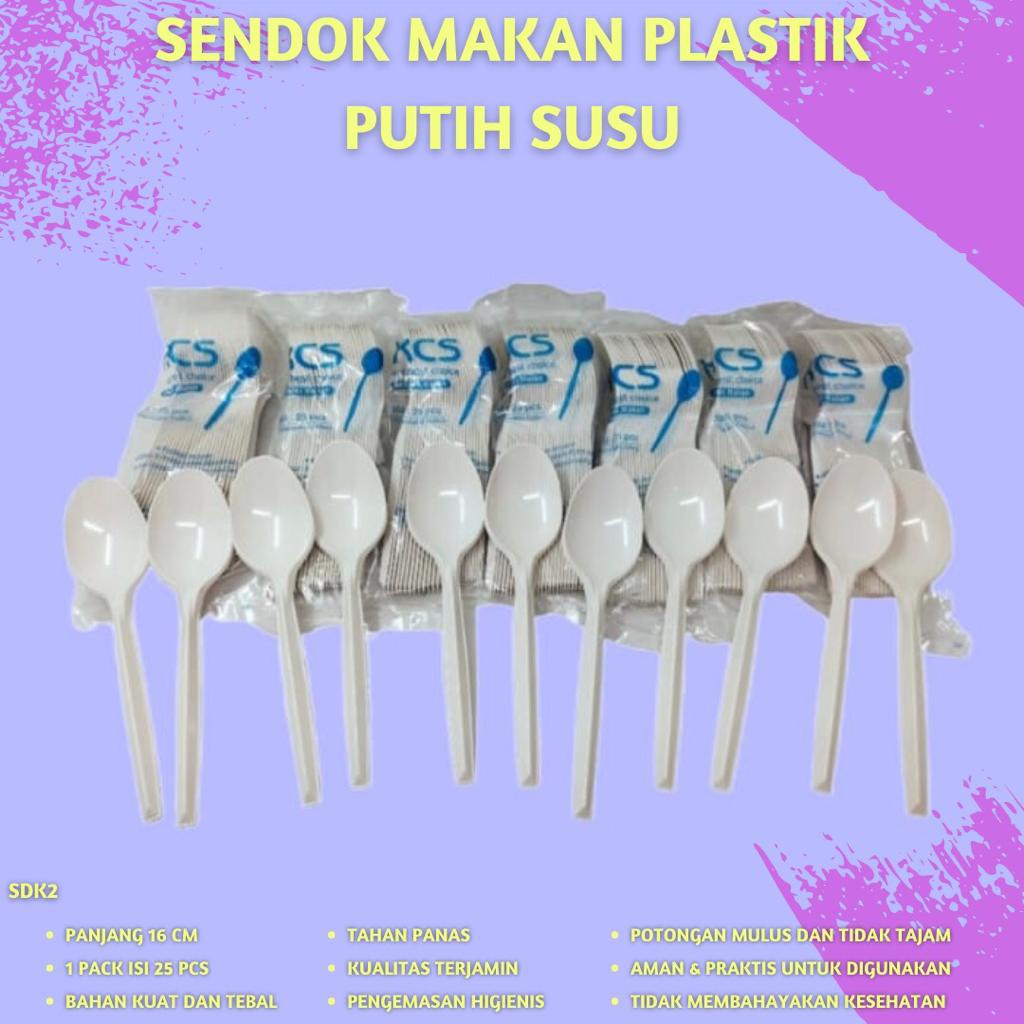 Sendok Makan Sendok Plastik Warna Putih Susu (Isi 25 Pcs-SDK2)