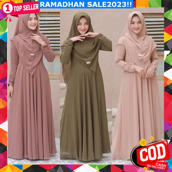 Baju Gamis Syari Syar'I Terbaru Keren Modern, Warna Cerah Ceria, Adem Nyaman, Eticha Ayumi 220 Gamis